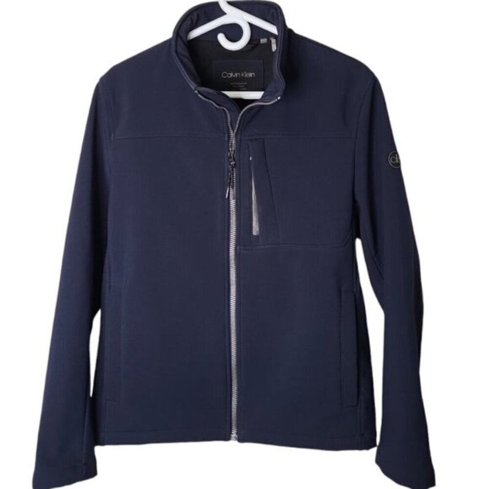 Calvin Klein Men's Jacket Size S Blue Water Resistant 4-Way Stretch Full Zip